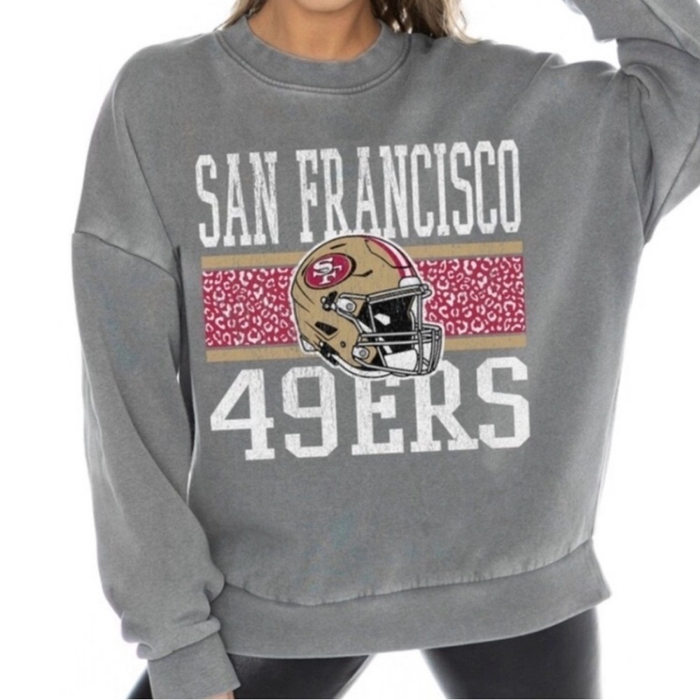 San Francisco 49ers NFL Game Couture Gray Oversized Sweatshirt Size XXL - Picture 2 of 4